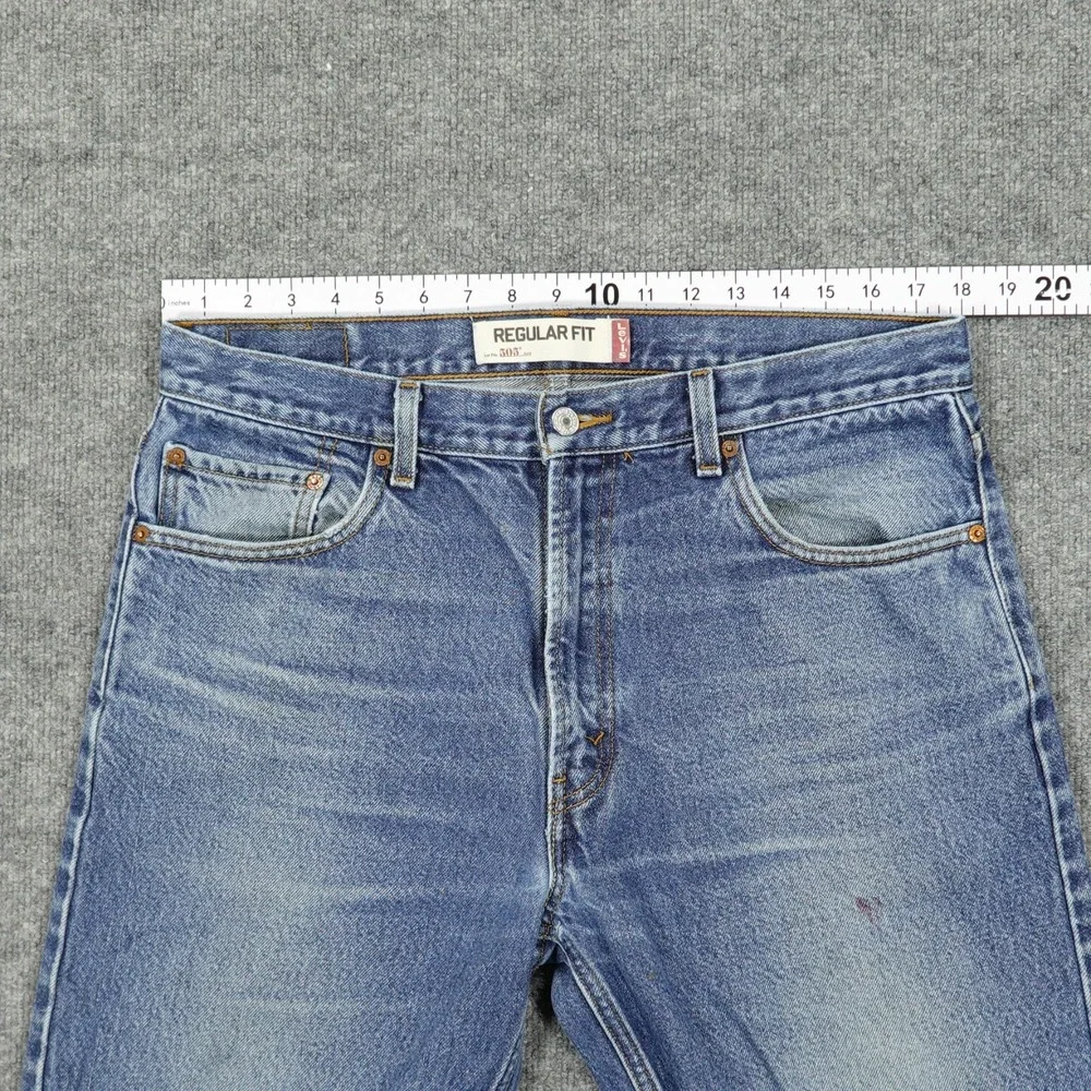 Levis 505 Jeans Mens 36x30 Blue Regular Fit Straight Leg Stretch
